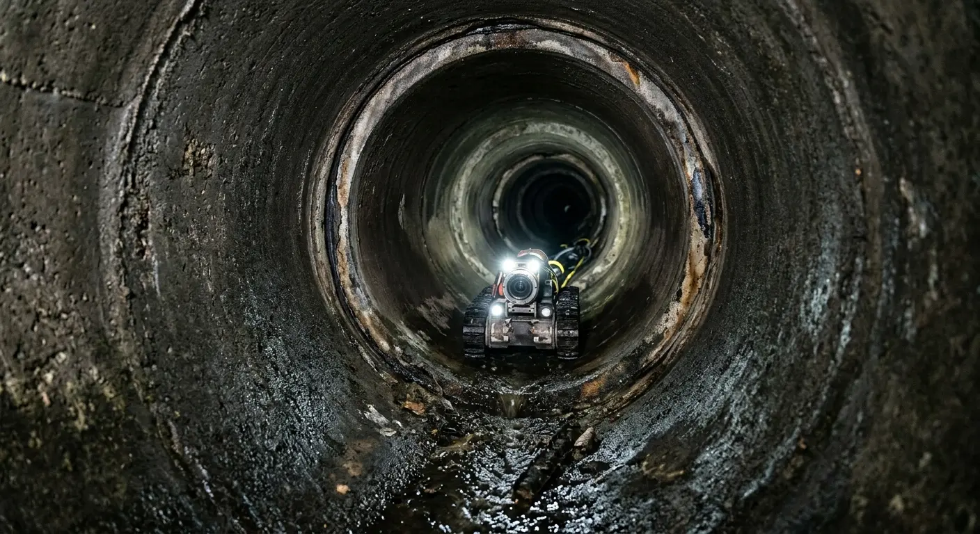 Robotic sewer camera inspecting pipe interior for Sewer Line Repair in Ridgewood village
